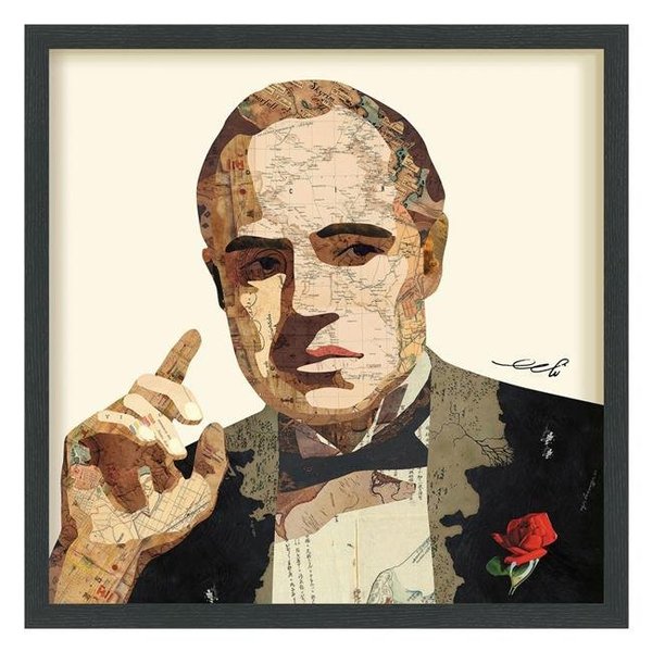 Empire Art Direct Empire Art Direct DAC-222-2525B Hand Made Signed Art Collage by EAD Artists Co-Op Under Tempered Glass in Black Frame - Godfather DAC-222-2525B